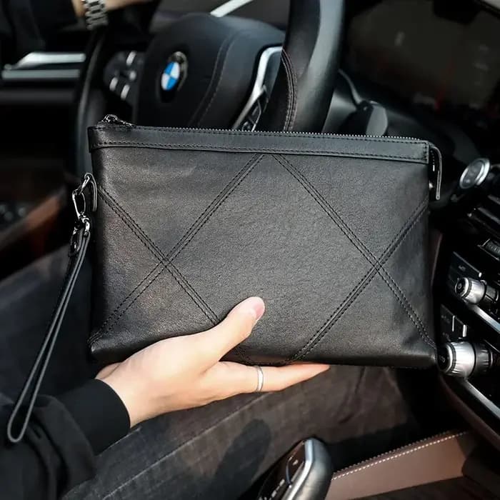 Sac à main en cuir véritable pour homme