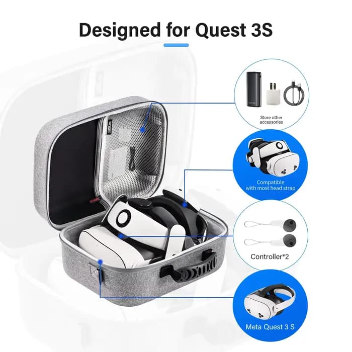 Sac à bandoulière pour Quest 3S/3, grand sac à coque rigide, boîte de transport de voyage pour Quest 3/3S, sac de rangement anti-poussière, accessoires VR
