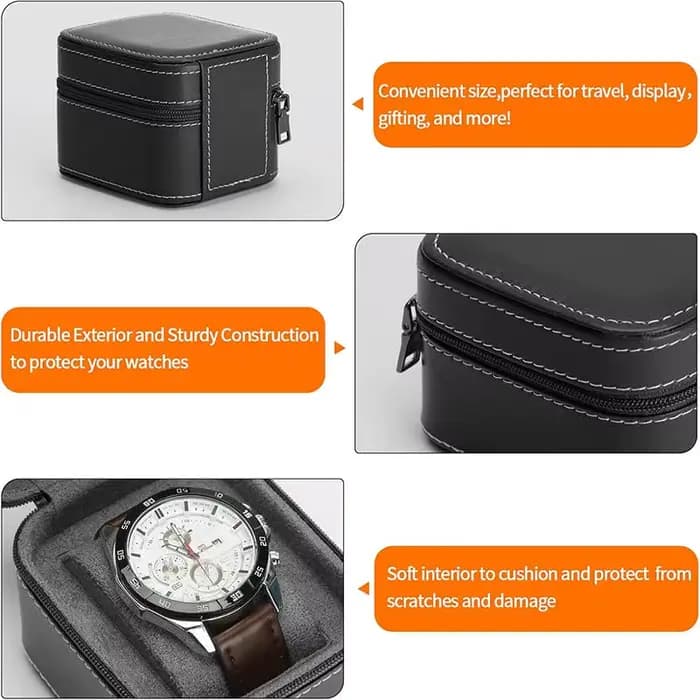Boîtier de montre unique en cuir, étui de voyage avec coussin amovible, mallette de rangement de bijoux, organisateur, boîte de montre carrée Portable