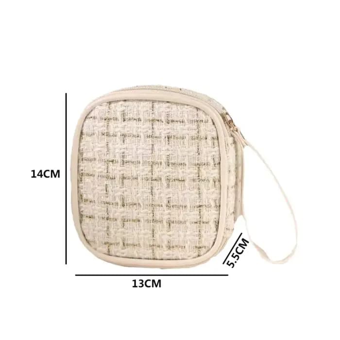 Mini trousse de maquillage tissée – Pochette cosmétique portable avec fermeture éclair, organisateur compact pour clés de rouge à lèvres, pièces de monnaie, voyage et usage quotidien