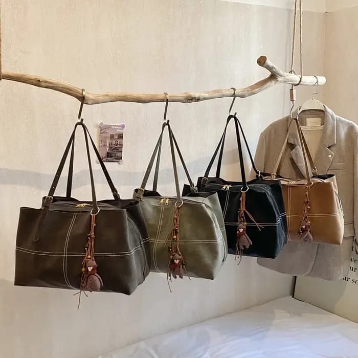 Sac à Main en cuir pour femmes mode automne hiver grand fourre-tout Boston Sac en daim souple mat dame Sac à