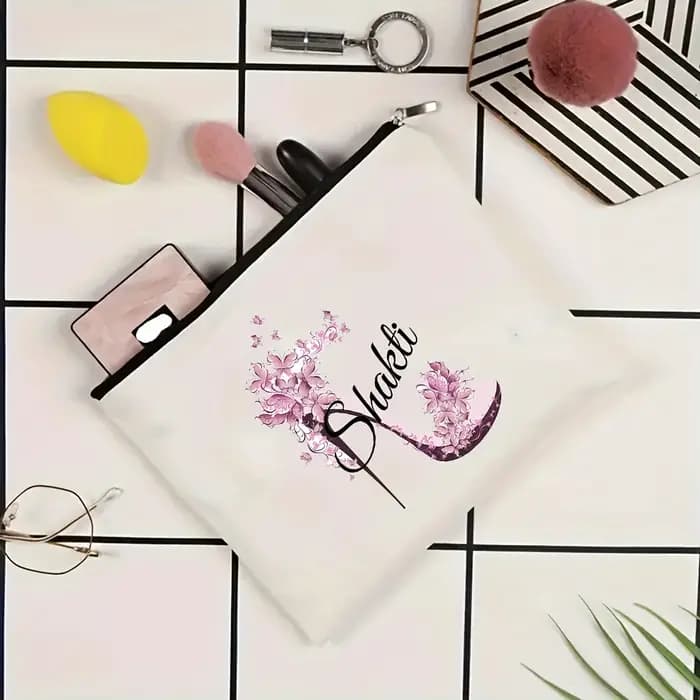 Trousse de maquillage personnalisée en polyester avec nom personnalisé