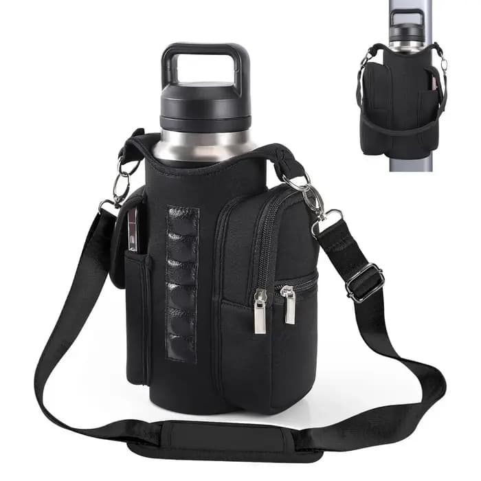 Sac de sport magnétique porte-bouteille d'eau avec poches pour téléphone et bandoulière, 5 aimants i