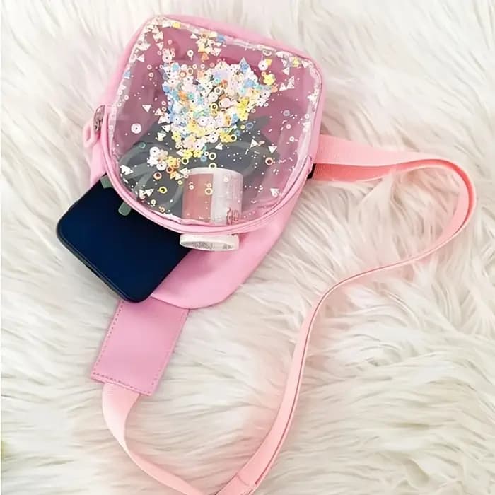 Sac à bandoulière à paillettes transparentes colorées pour bébés filles