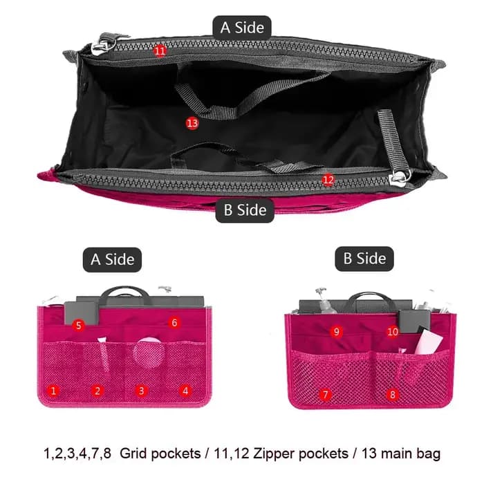 Sac à main de voyage pliable en nylon pour femme, sac à cosmétiques, fourre-tout de maquillage, doub