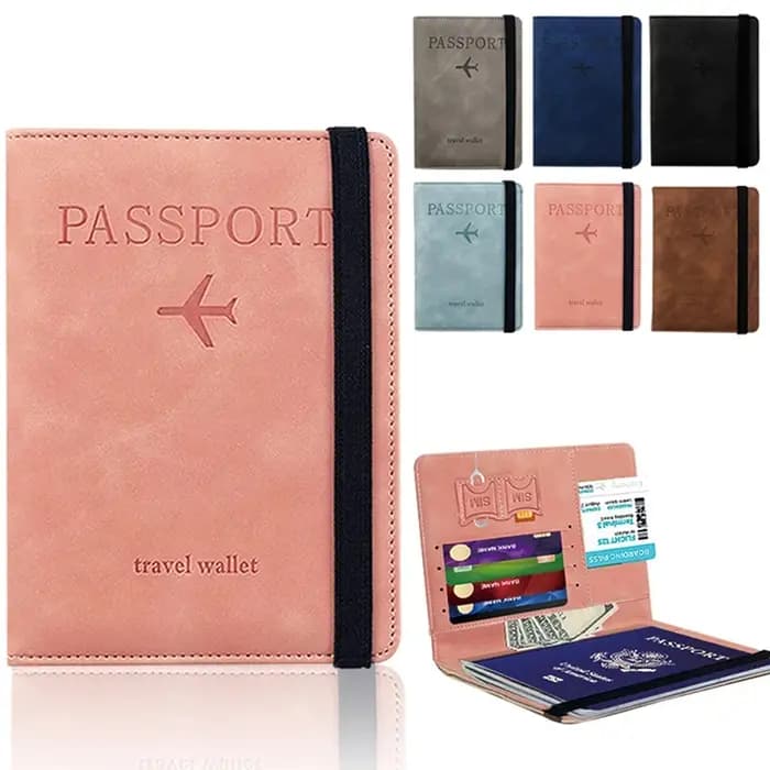 Protège-passeport RFID en PU, Portefeuille pour cartes de crédit et d'identité, Étui de voyage multifonctionnel étanche pour documents professionnels
