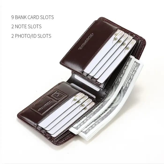 Portefeuille Homme Cuir Italien Tri-Fold Horizontal Slim CHANPINCL – Multi-Cartes