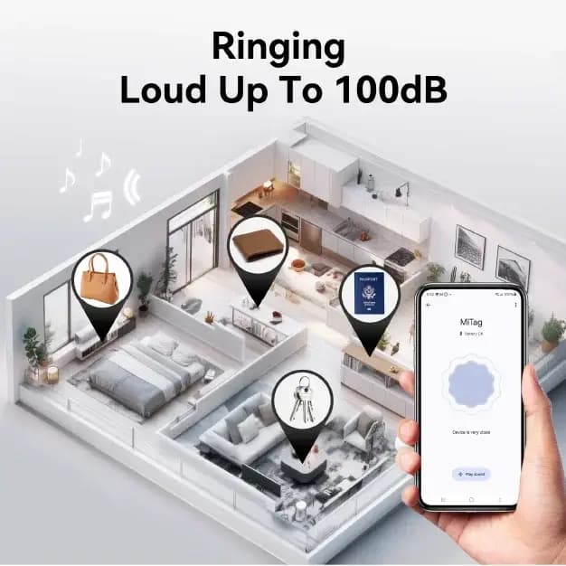Mili – traceur de bagages Android Gps, traceur de localisation MiTag, fonctionne avec Google Find My Smart, étiquette de suivi pour clés, valise, sac à dos