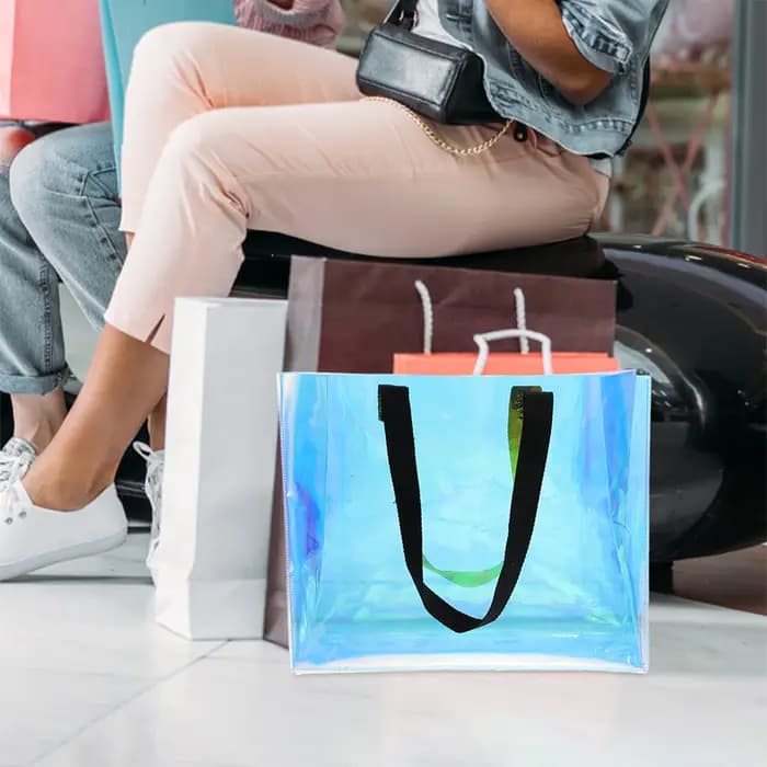 Sac transparent irisé PVC imperméable Shopping épaule sac à main holographique Portable travail plage décontracté
