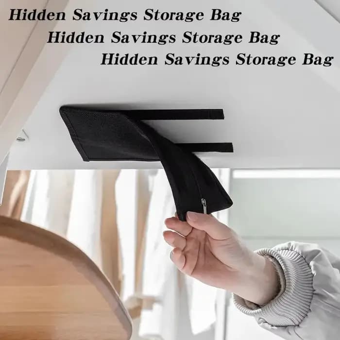 Sac de rangement secret adhésif résistant avec fermeture éclair, compartiment secret noir, design dissimulé, fonction anti-espionnage, boîte de rangement pour usage domestique