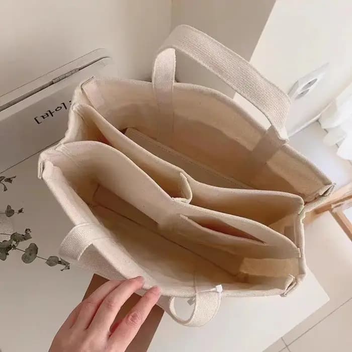 Sac fourre-tout en toile multi-poches tendance