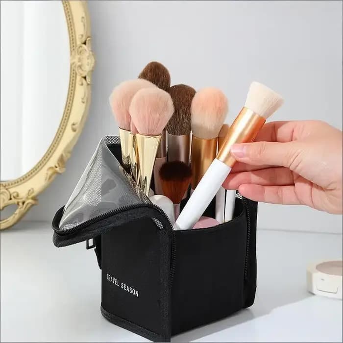 Trousse à cosmétiques transparente avec fermeture éclair pour femmes