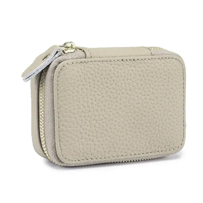 Mini sac cosmétique en cuir véritable avec tête miroir pour femme
