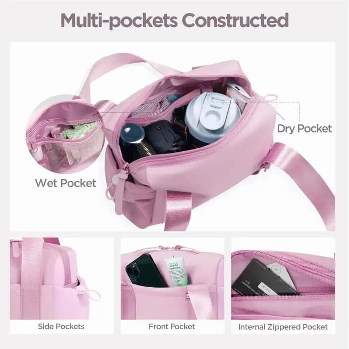 Sac de sport en nylon robuste grande capacité multifonctionnel pliable pour fitness voyage yoga et entraînement avec bandoulière détachable