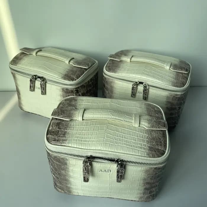 Série Himalaya, sac cosmétique en cuir véritable à motif crocodile