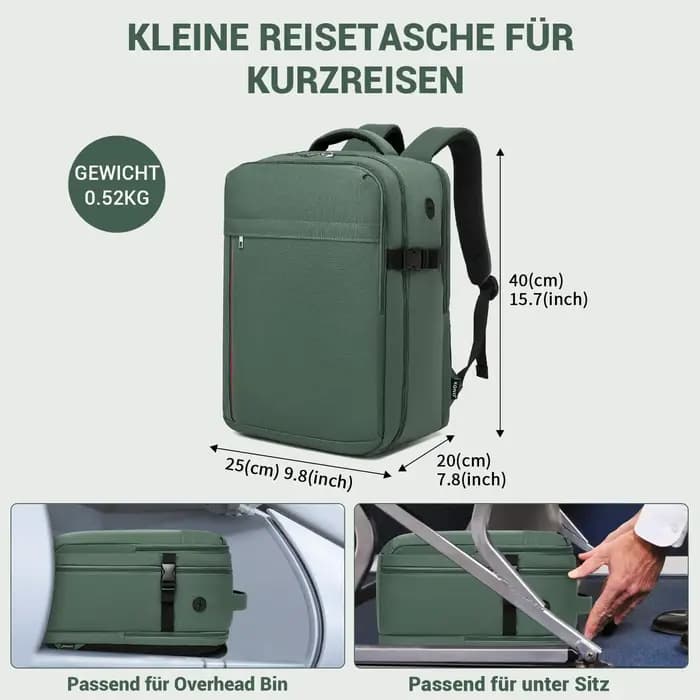 KONO Sac à dos pour ordinateur portable pour homme-15,6 pouces hydrofuge avec compartiment rembourré