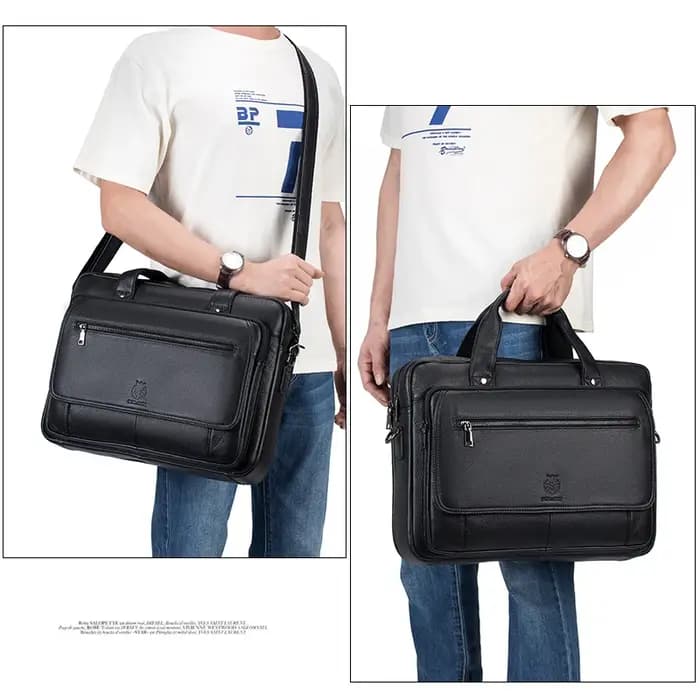 SCHLATUM porte-documents en cuir véritable dur pour hommes 16 pouces bureau affaires ordinateur sac