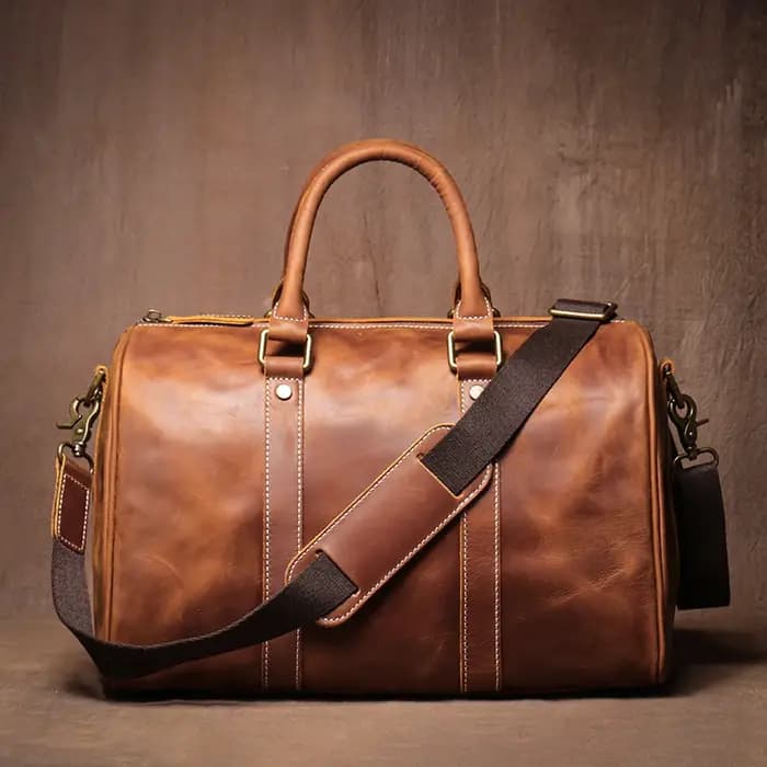 Sacs de voyage rétro en cuir de vachette pour hommes et femmes