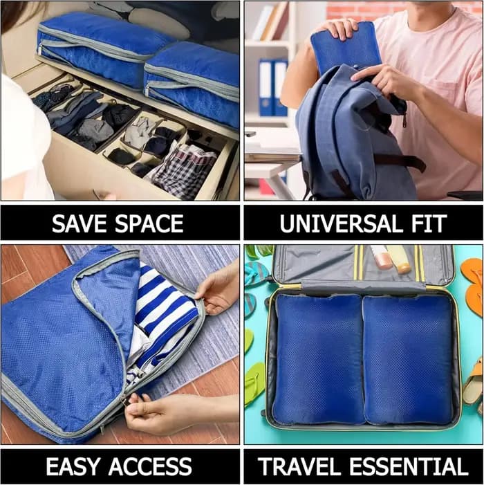 Cubes d'emballage à Compression valise de voyage ensemble d'organisateurs de bagages sac de rangement pliable à