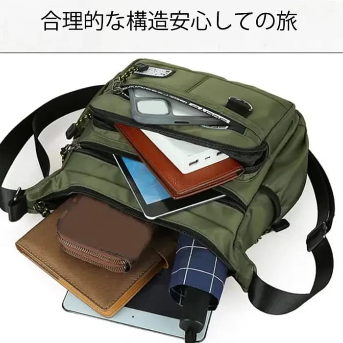 Sac à bandoulière pour hommes avec poches multicouches
