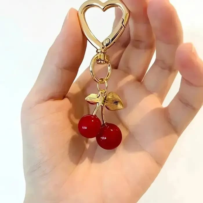 Breloque de sac en forme de cœur en fleur de cerisier
