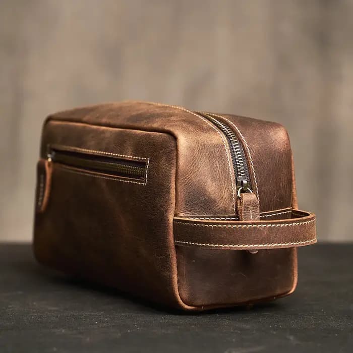 Grand sac à cosmétiques de voyage en cuir véritable pour femmes
