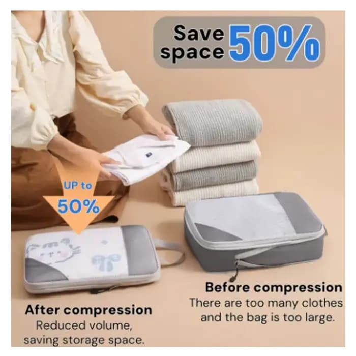 Ensemble de 3 sacs de rangement de voyage compressibles