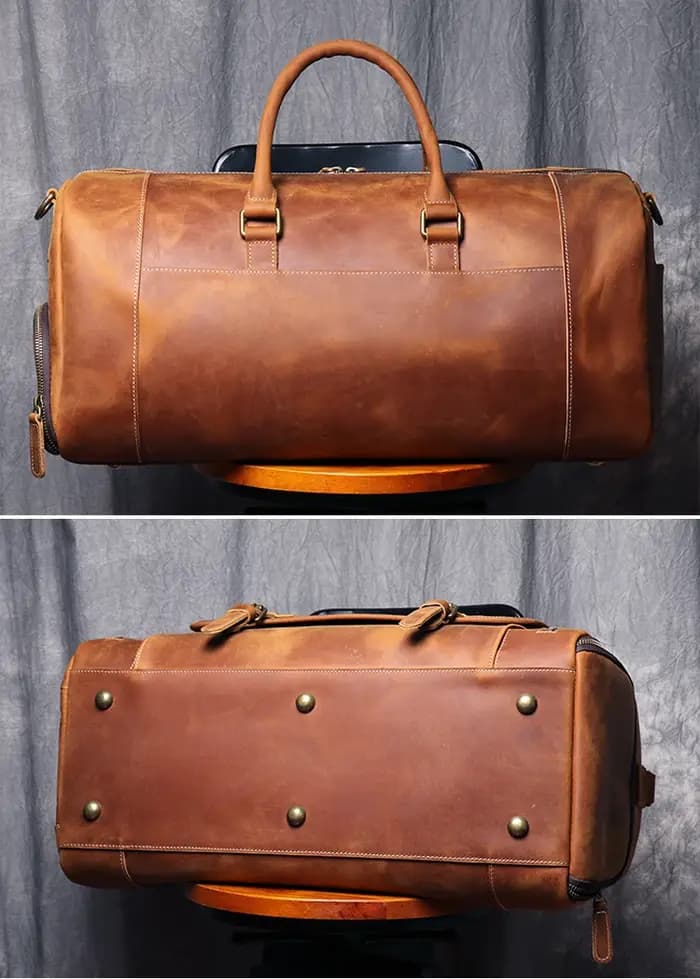 MUNUKI Vintage Crazy Horse sac de voyage en cuir véritable grand sac à bagages hommes sac de sport