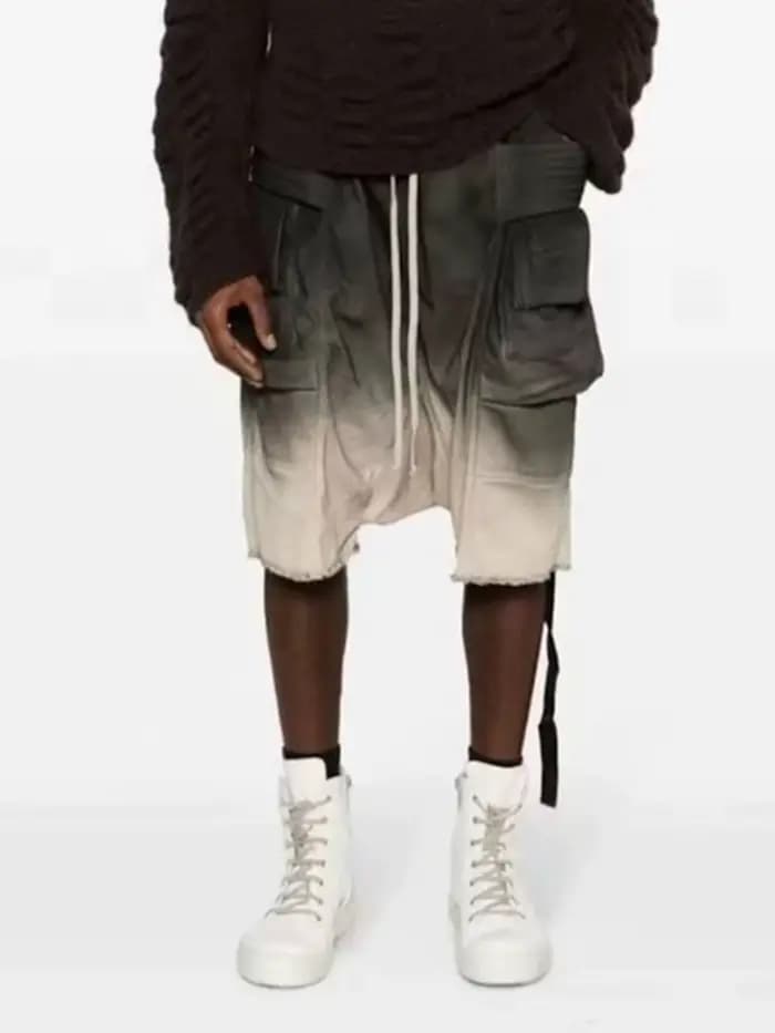 Shorts Harem à double anneau dégradé délavé MIJKO, coupe décontractée et confortable pour hommes 848