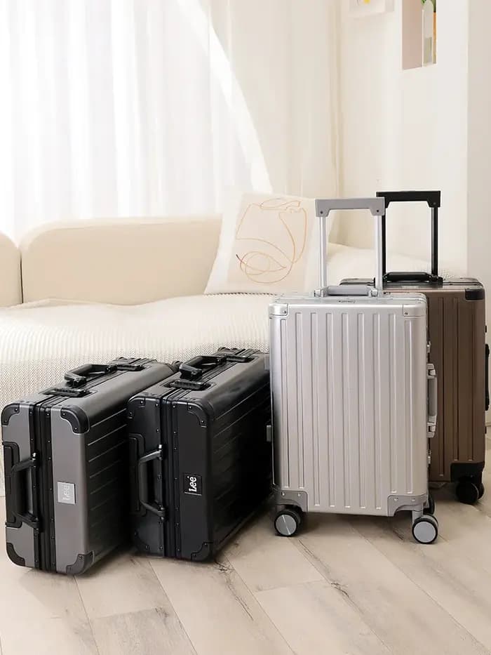 Valise en alliage d'aluminium et de magnésium pour hommes et femmes, étui à roulettes expressément e