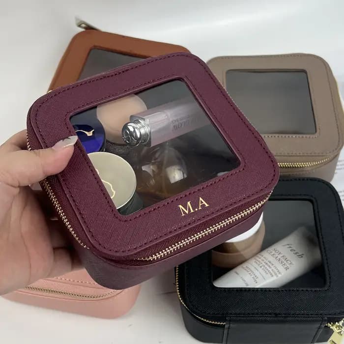 Trousse de toilette de voyage en cuir Saffiano pour femmes