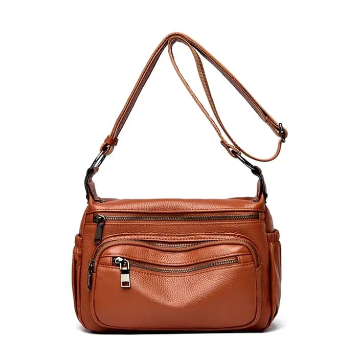 Sac à bandoulière multi-poches en cuir de vache pour femmes