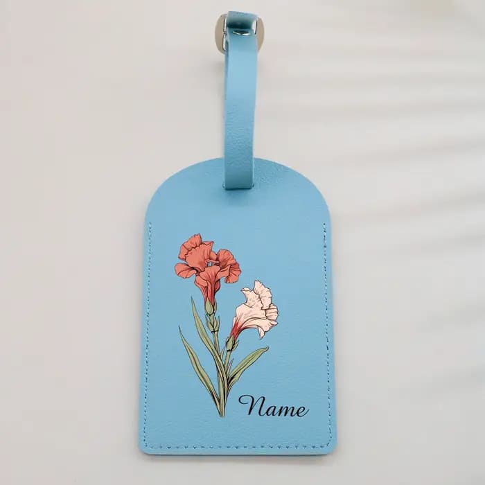 Étiquette à bagages personnalisée avec nom - Motif fleur japonaise