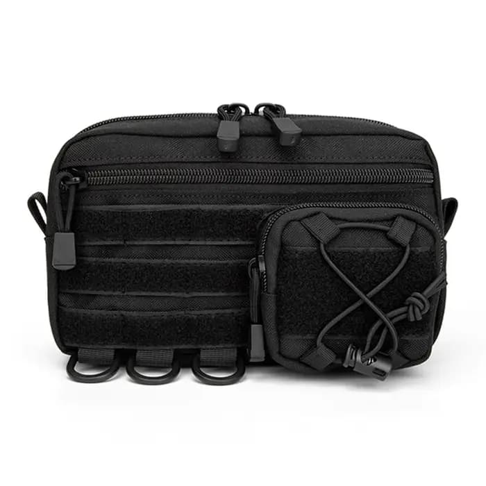 Pochette d'administration horizontale tactique Molle avec poche avant à cordon, pochette modulaire E