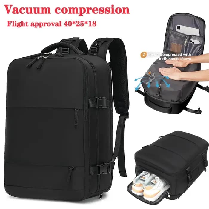Sac à dos de voyage à pompe à air intégrée scellé sous vide