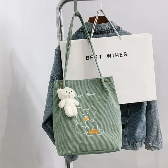 Sac à Main en Velours Côtelé de Grande Capacité pour Femme