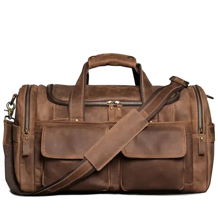 Sac de sport grande taille en cuir véritable pour hommes