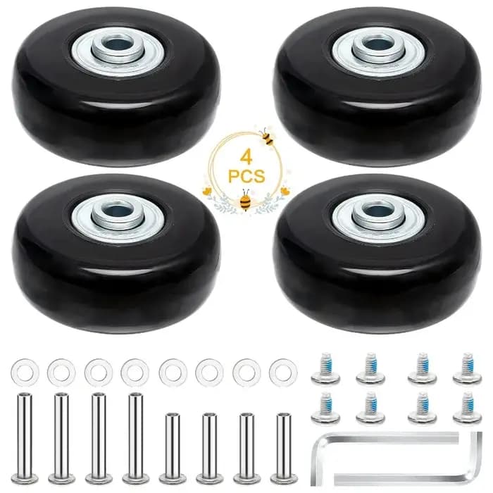 4 roues de remplacement pour valise 50x18mm, kit de réparation de roues de valise en caoutchouc, rou