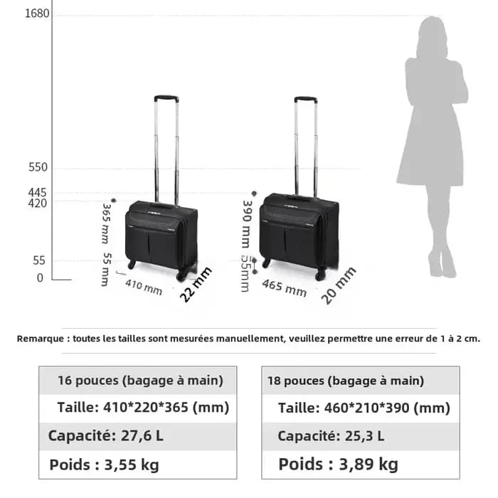 Hanke hommes bagages de voyage d'affaires femmes valise à main roues Spinner sac roulant 16 18 pouces