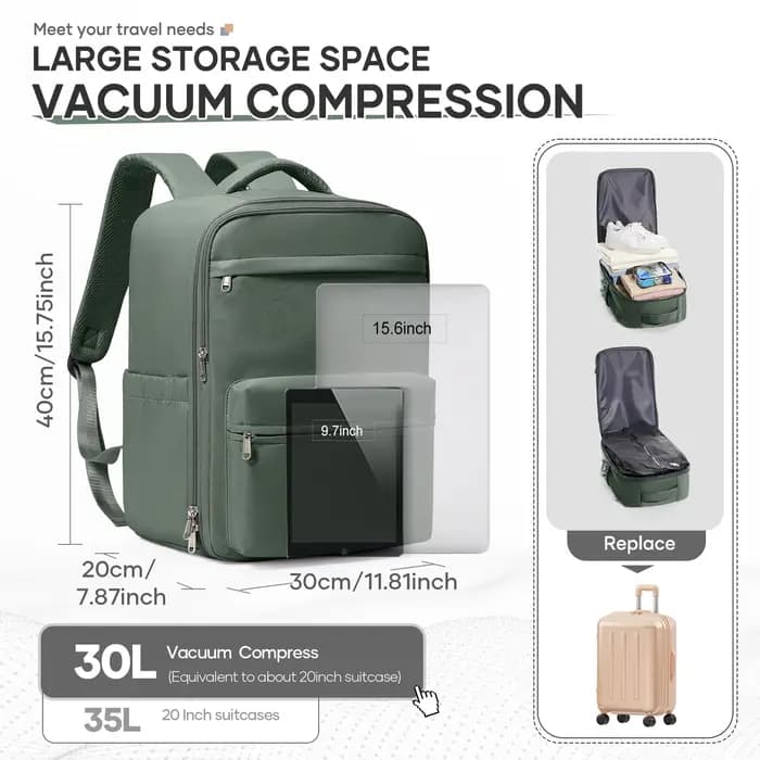 Ryanair 40x30x20 sac à dos de voyage sac à dos de compression sous vide avec pompe