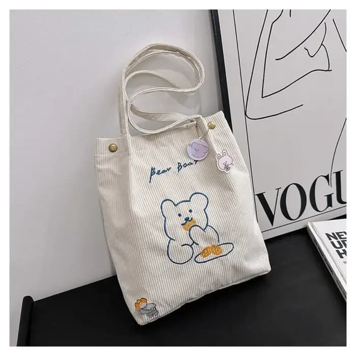 Sac à Main en Velours Côtelé de Grande Capacité pour Femme