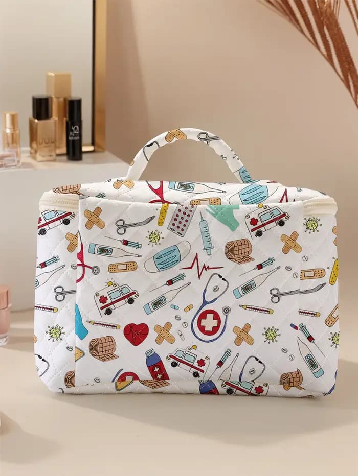 1 pièce, cosmétiques de voyage portables avec motifs de fournitures médicales