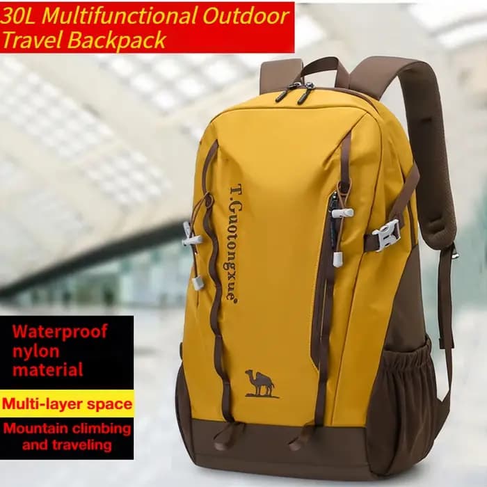 Sac à dos de voyage multifonctionnel en plein air 30L sac à dos de randonnée de grande capacité en nylon imperméable et résistant à l'usure unisexe