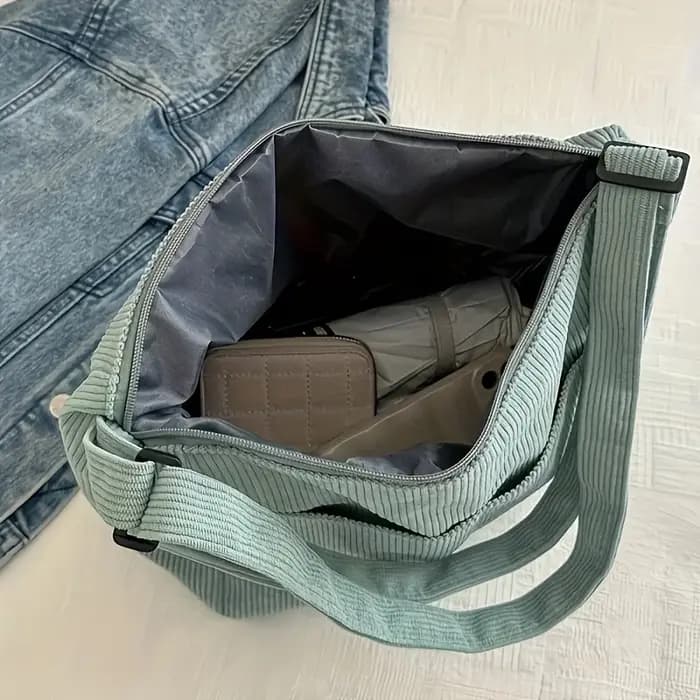 Sac à bandoulière en velours côtelé pour femme