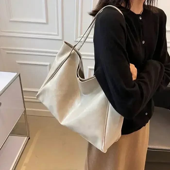 Grand sac pour femme, pochette sous le bras tendance, grande capacité, sac à bandoulière en cuir PU souple, sac rétro à bandoulière, sac seau décontracté et portable