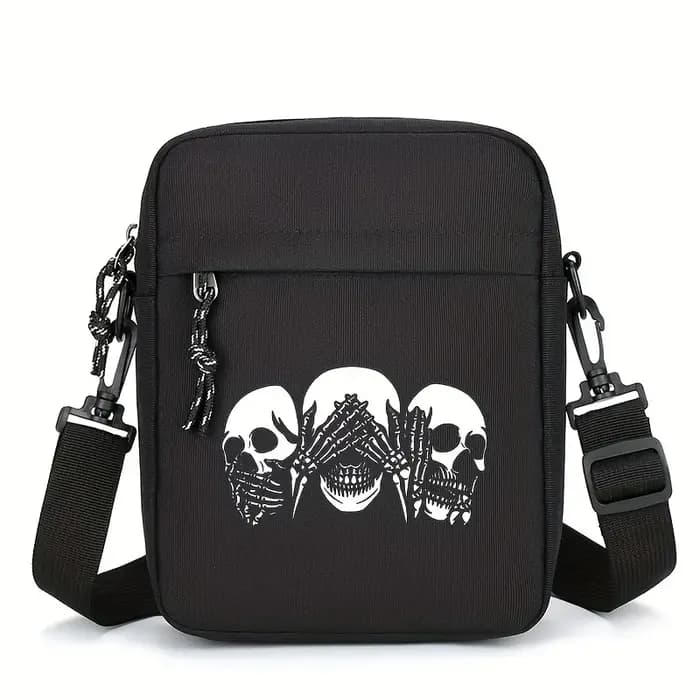 Sac à bandoulière Vintage imprimé tête de mort pour hommes
