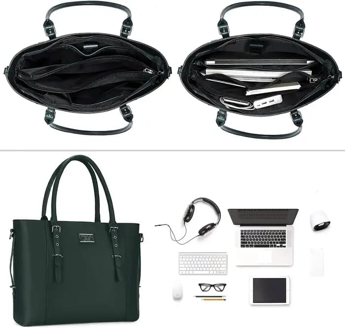 MOSISO sac fourre-tout pour femmes pour MacBook Air Pro 13.3 15.6 17.3 pouces Dell ordinateur portable sac étanche en cuir PU grande capacité