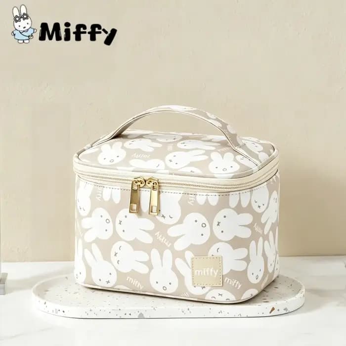 Sac Miffy 12*21*14cm, sac de voyage portable de grande capacité imprimé avec le personnage de dessin animé Miffy, sac de toilette, sac de maquillage