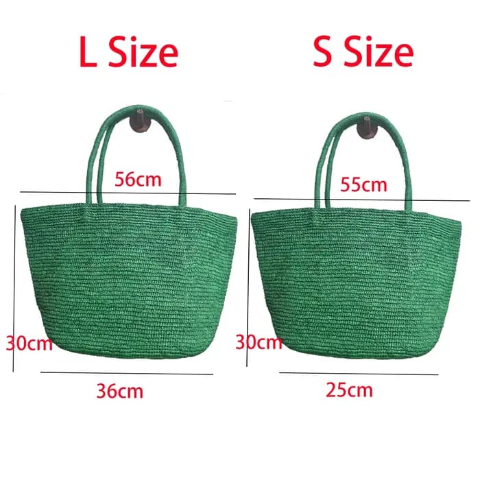 Nouveau Sac Fourre-tout Grande Capacité en Raphia Vert Fait Main 2026 – Sac de Plage en Paille Naturelle Tressé Designer pour Femme – Sac à Bandoulière Tendance