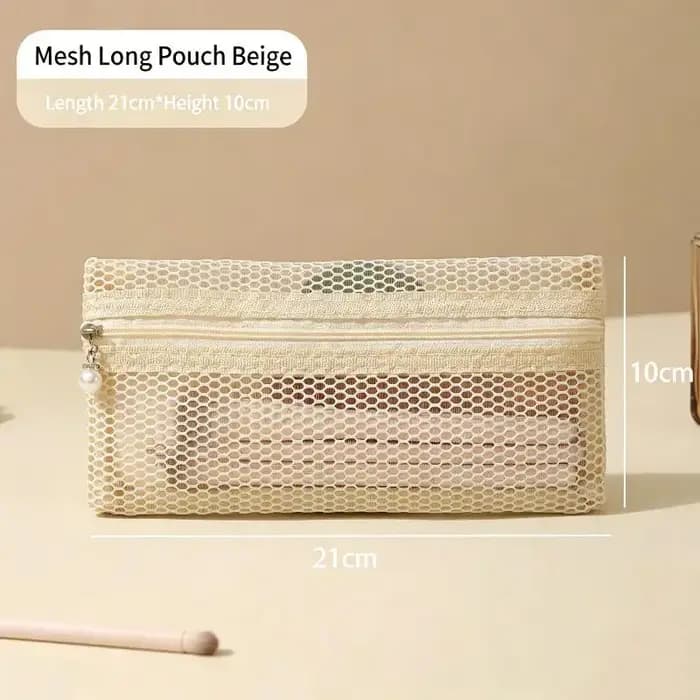 Trousse de toilette de voyage - Sac de rangement respirant en tissu maillé de grande capacité pour articles divers